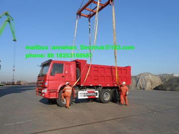 336hp Merah Heavy Duty Dump Truck Sinotruk 18m3 Mid Lifting Untuk Beban 40t