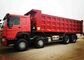 8 × 4 371HP Tugas Berat Dump Truck 32 Ton Memuat 30CBM Dump Box Warna Putih Merah Kuning